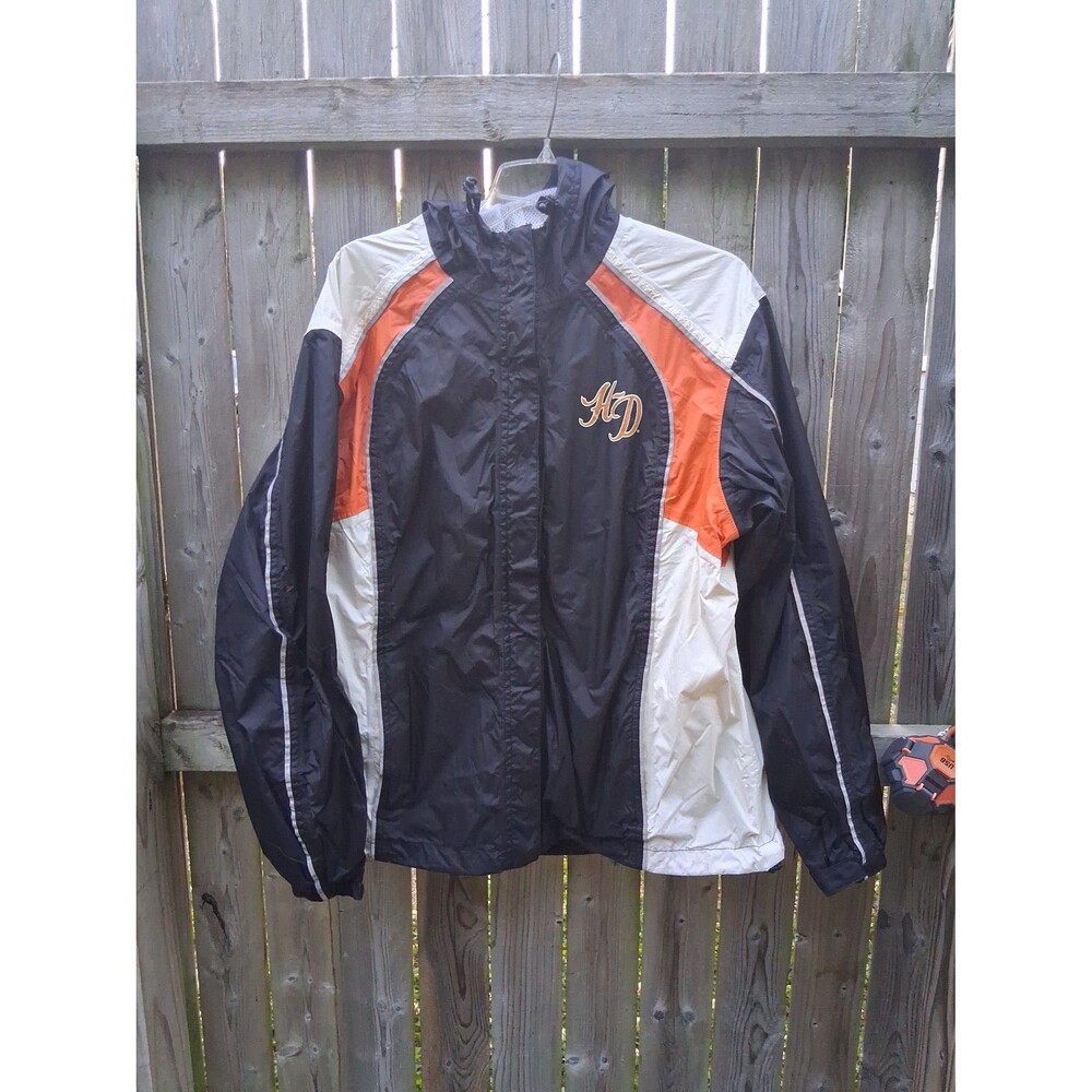 065 Harley Davidson Hooded Windbreaker Jacket XL Black 04/2015